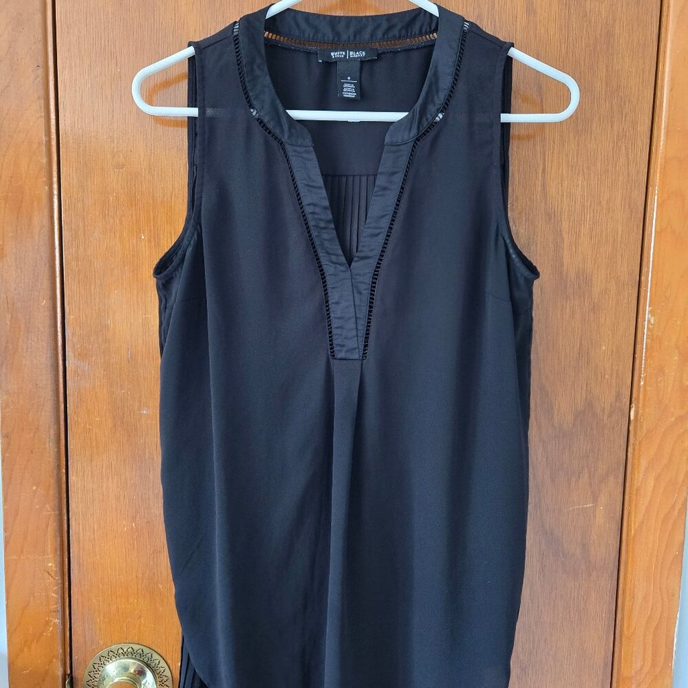 White House Black Market Sleeveless Black Tunic Blouse